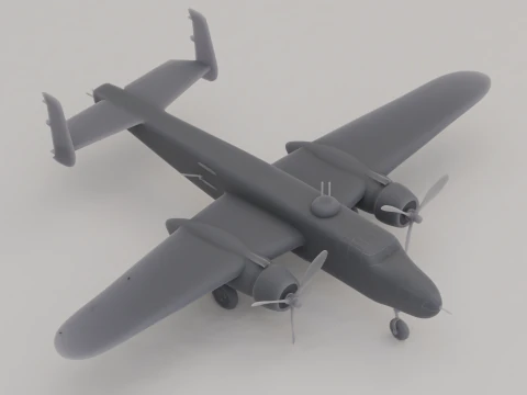 B-25 Mitchell Bomber Bomber United States WWII 1941 3D Print Model
