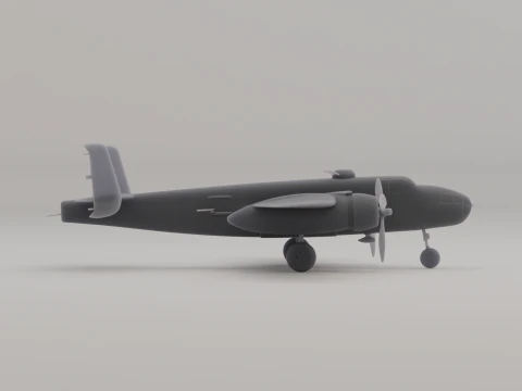 B-25 Mitchell Bomber Bomber United States WWII 1941 3D Print Model
