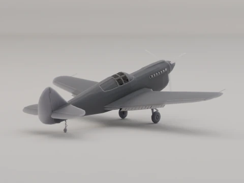 P-40 Warhawk Avcı Bombacısı Amerika Birleşik Devletleri İkinci D&uuml;nya Savaşı 1938 3D Baskı Modeli