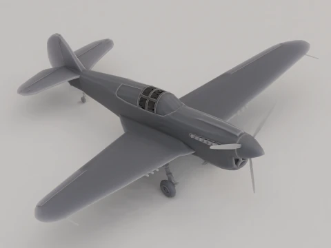 P-40 Warhawk Fighter Bomber Estados Unidos Segunda Guerra Mundial 1938 Modelo de Impressão 3D