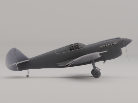 P-40 Warhawk Avcı Bombacısı Amerika Birleşik Devletleri İkinci Dünya Savaşı 1938 3D Baskı Modeli