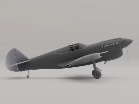 P-40 Warhawk Fighter Bomber Estados Unidos Segunda Guerra Mundial 1938 Modelo de Impressão 3D