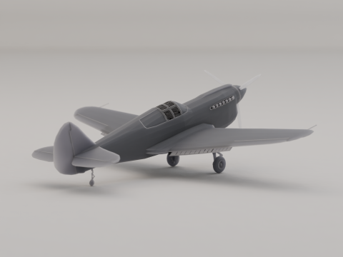 P-40 Warhawk Avcı Bombacısı Amerika Birleşik Devletleri İkinci Dünya Savaşı 1938 3D Baskı Modeli