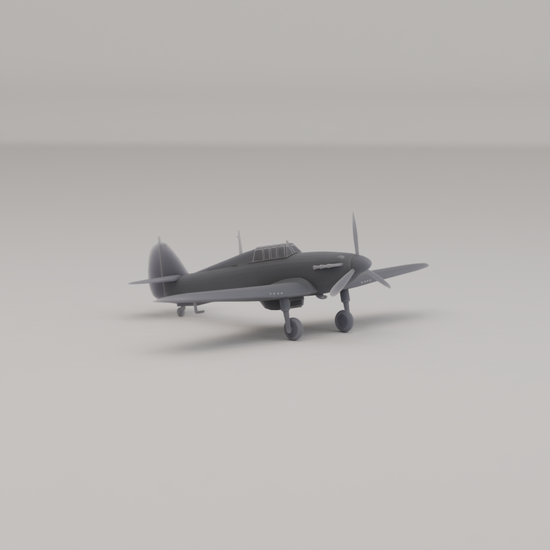 Hawker Hurricane MK I Interception Royaume-Uni Seconde Guerre mondiale 1935 Modèles 3D en vedette .c4d .max .obj .3ds .fbx .stl .blend 