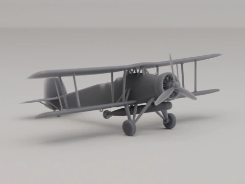 Fairey Swordfish Torpedobomber Vereinigtes K&ouml;nigreich 2. Weltkrieg 1938 3D Druckmodell