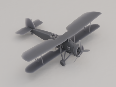 Fairey Swordfish Торпедоносець Велика Британія Другої світової війни 1938 року 3D Принт Модель