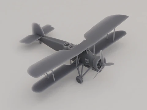 Fairey Swordfish Torpedo Bomber United Kingdom WWII 1938 3D Print Model