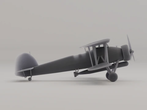 Fairey Swordfish Torpedo Bomber United Kingdom WWII 1938 3D Print Model