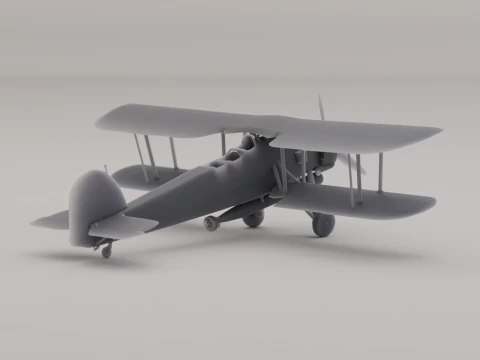Fairey Swordfish Torpedo Bomber United Kingdom WWII 1938 3D Print Model