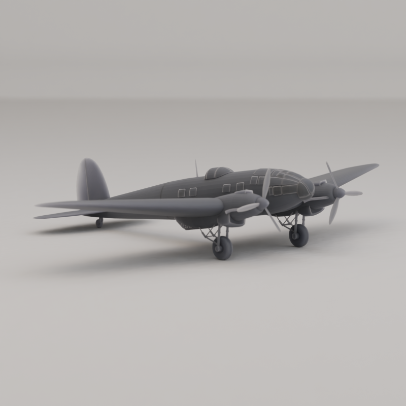 Bombardero mediano Heinkel-He-111 Alemania Segunda Guerra Mundial 1936 Modelo de impresión 3D .c4d .max .obj .3ds .fbx .stl .blend 