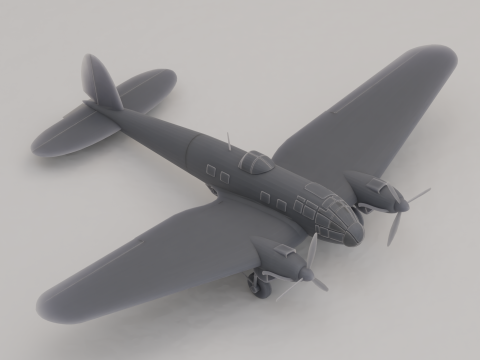 Bombardero mediano Heinkel-He-111 Alemania Segunda Guerra Mundial 1936 Modelo de impresión 3D