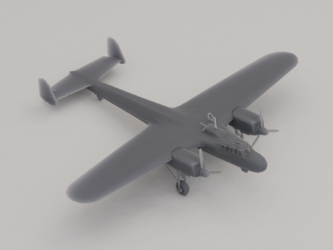 डोर्नियर डू 17 लाइट बॉम्बर जर्मनी द्वितीय विश्व युद्ध 1936 3D प्रिंट मॉडल