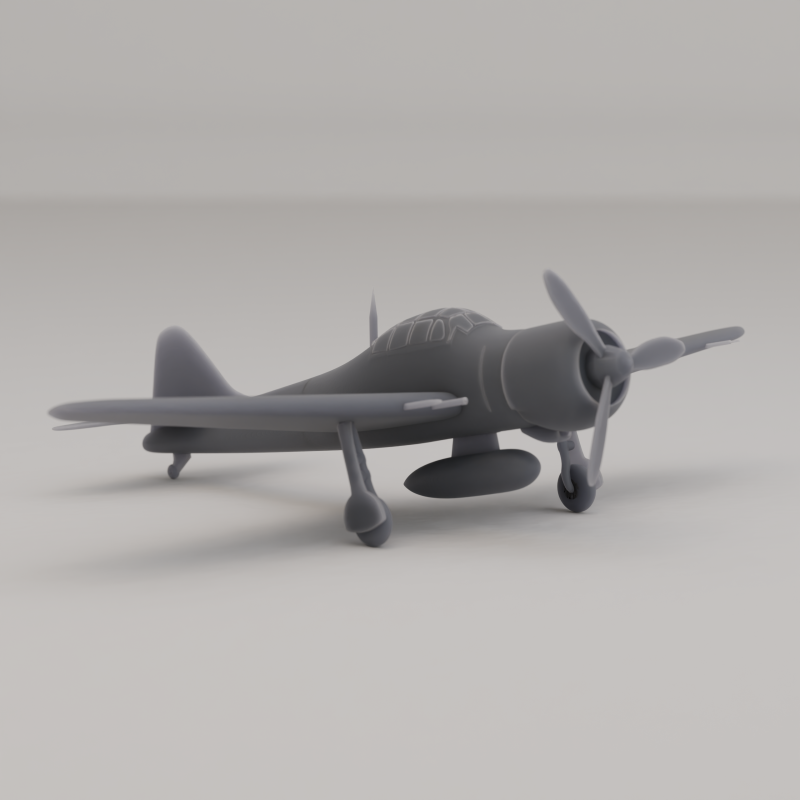 미쓰비시 A6M 제로 캐리어 전투기 일본 제2차 세계대전 1940 3D 프린트 모델 .c4d .max .obj .3ds .fbx .stl .blend