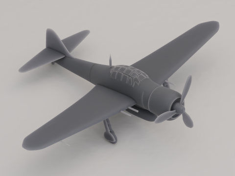 미쓰비시 A6M 제로 캐리어 전투기 일본 제2차 세계대전 1940 3D 프린트 모델