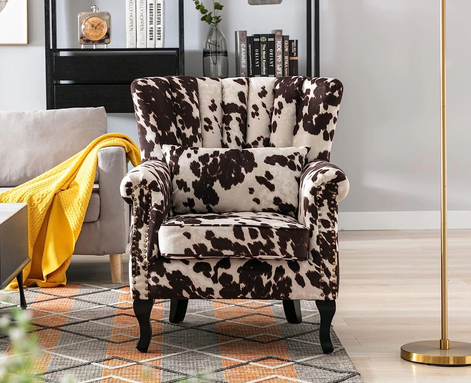 Chair Velvet Wingback Chair with Pillow Nail-Head Channel Tufted Oversized 3D Model .c4d .max .obj .3ds .fbx .stl .blend 