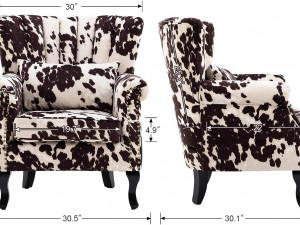 Chair Velvet Wingback Chair with Pillow Nail-Head Channel Tufted Oversized Model 3D