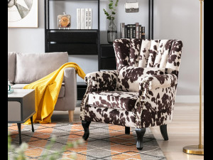 Chair Velvet Wingback Chair with Pillow Nail-Head Channel Tufted Oversized Model 3D