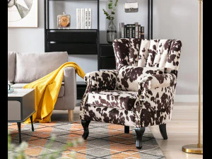 Chair Velvet Wingback Chair with Pillow Nail-Head Channel Tufted Oversized 3D Model