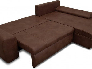 Lifestyle4living Corner Sofa with Pull-Out Bed Box in Brown 3D Model