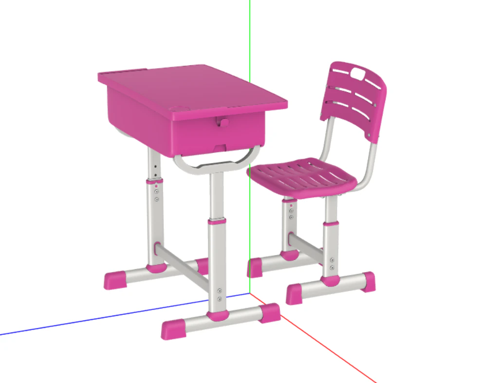 Student Desk and Chair Combo 3D Model .c4d .max .obj .3ds .fbx .stl .blend 
