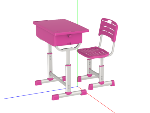 Student Desk and Chair Combo 3D Model