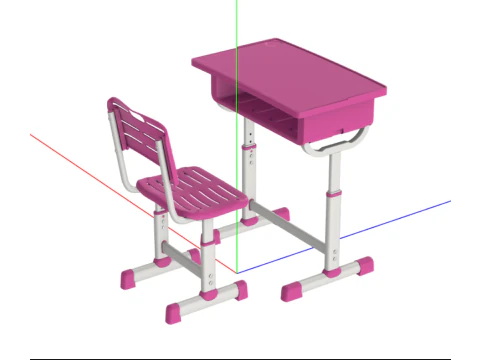 Student Desk and Chair Combo 3D Model