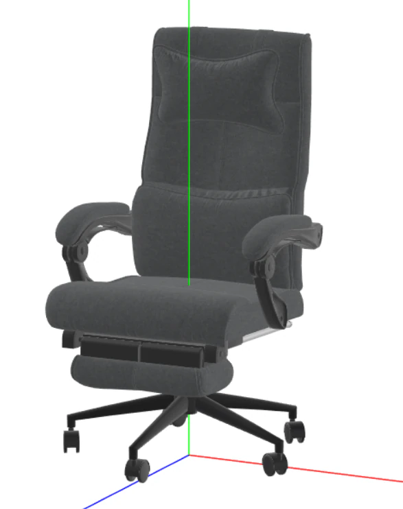 Reclining Computer Desk Chair with Footrest 3D Model .c4d .max .obj .3ds .fbx .stl .blend 