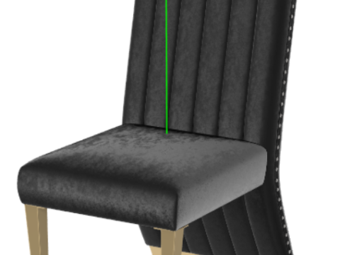 AZhome Dining Chairs Black Velvet Kitchen Dining Room Chair Contemporary Upholstered Chairs with Gol 3D Model