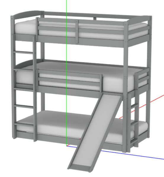 Cama doble sobre triple litera con dos escaleras y tobogn desmontable para 3Dモデル .c4d .max .obj .3ds .fbx .stl .blend 