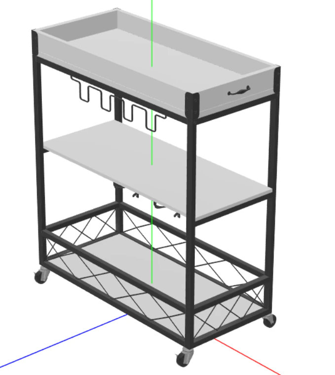 TUTOTAK Bar Cart Serving Cart for Home 3D Model .c4d .max .obj .3ds .fbx .stl .blend 