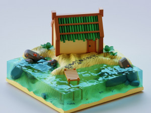 Selling s all 3 animated buoy and sea room and house 3Dモデル