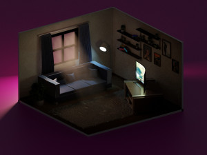 Selling s all 3 animated buoy and sea room and house 3D Model