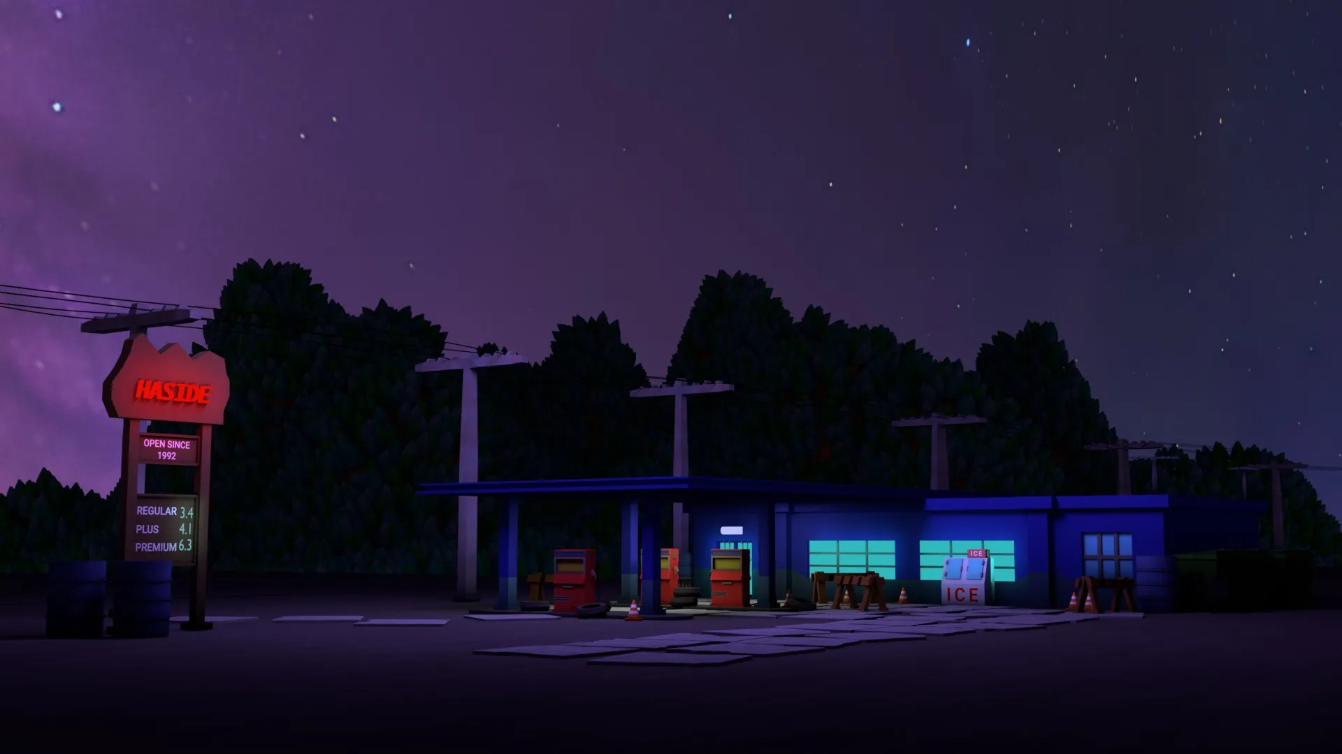 Gas station 3D Model .c4d .max .obj .3ds .fbx .stl .blend