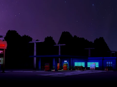 Station-service Modèle 3D