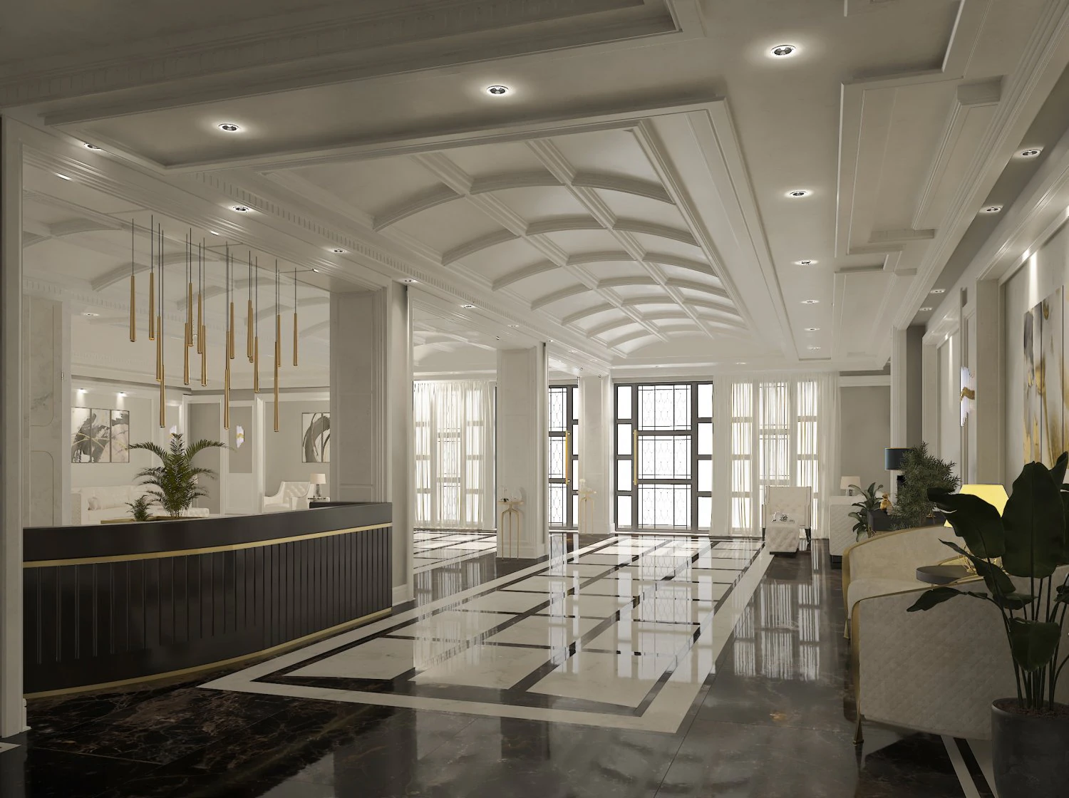 Lobby Design 3D Model .c4d .max .obj .3ds .fbx .stl .blend 