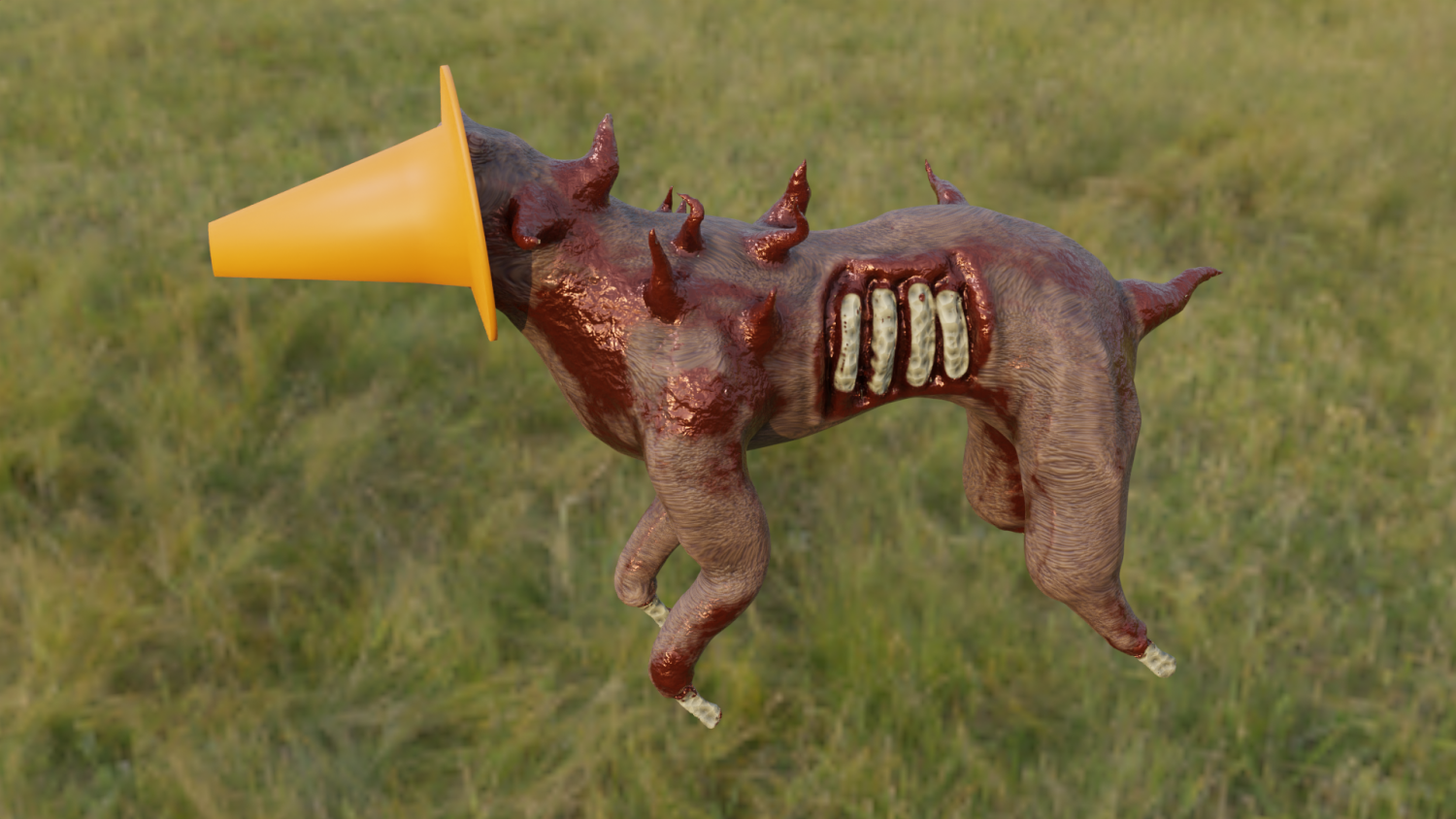 Undead ConeHead Dog 3D Model in Dog 3DExport