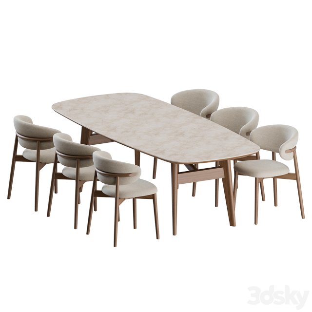 Dinning Set Chair Table 3D Модель .c4d .max .obj .3ds .fbx .stl .blend 