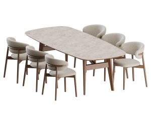 Dinning Set Chair Table 3D Model