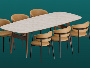 Dinning Set Chair Table 3D Модель