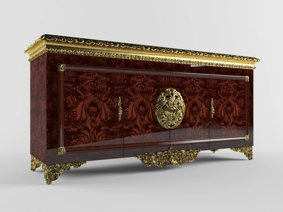 Grand Royal Carved Console Cabinet 3D Model .c4d .max .obj .3ds .fbx .stl .blend 