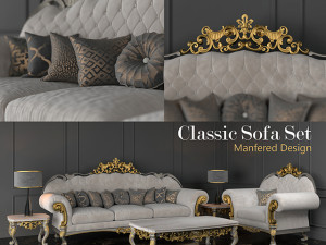 Grand Royal Carving Classic Sofa Set - 3D Model