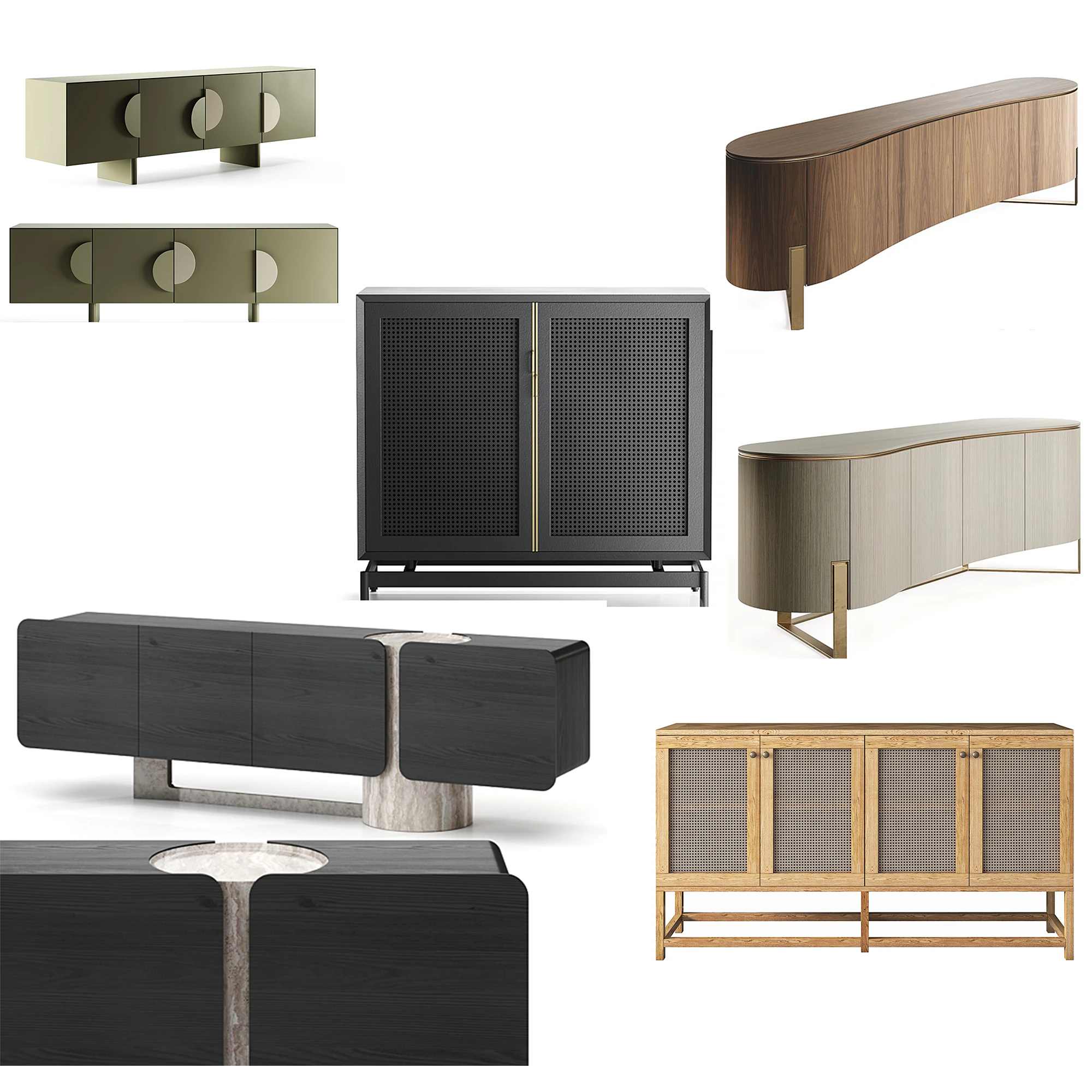 Combo Modern Sideboard Set 3D Model .c4d .max .obj .3ds .fbx .stl .blend 