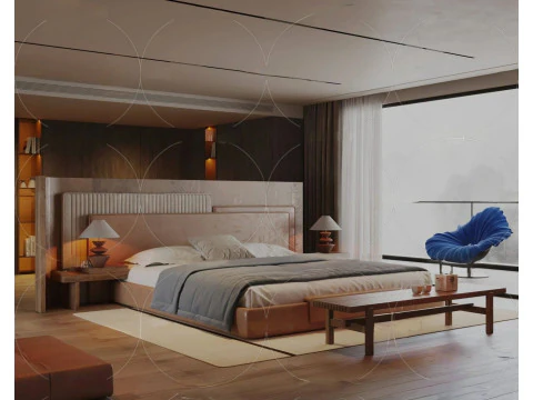 3DS MAX わびさびスタイル 3D ベッドルーム 0085 3Dモデル