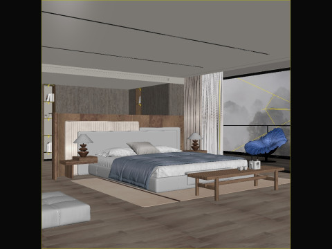 3DS MAX WABI SABI STYLE 3D BEDROOM 0085 3D 模型