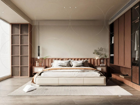 3DS MAX WABI SABI STYLE 3D BEDROOM 0093 3D Model