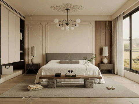 3DS MAX WABI SABI STYLE 3D BEDROOM 0071 Model 3D