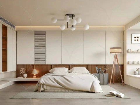 3DS MAX わびさびスタイル 3D ベッドルーム 0059 3Dモデル