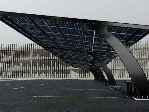 10 Cars L Type Modern Solar Carport Modello 3D