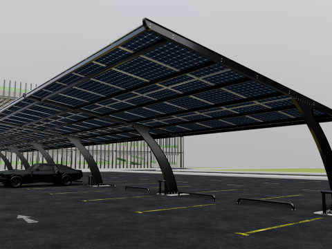 10 Cars L Type Modern Solar Carport Modelo 3D