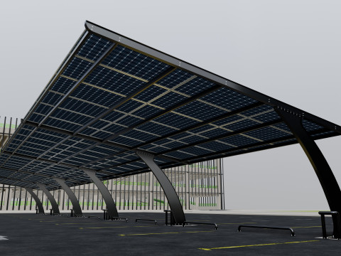 10 Cars L Type Modern Solar Carport Modelo 3D